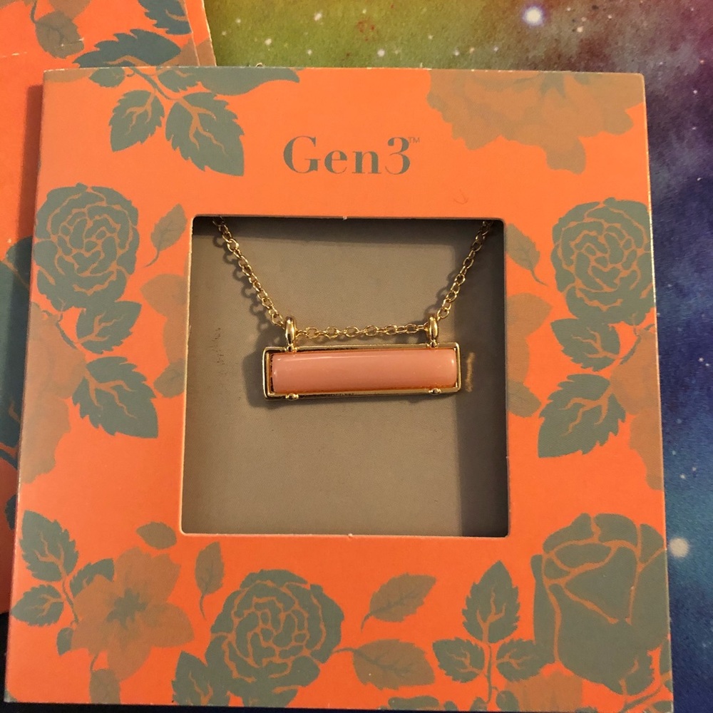 Gen 3 Stella Bar Gold Necklace with rose gem